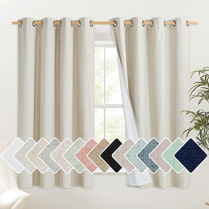 NICETOWN Natural Linen Curtains 45" Long by NICETOWN