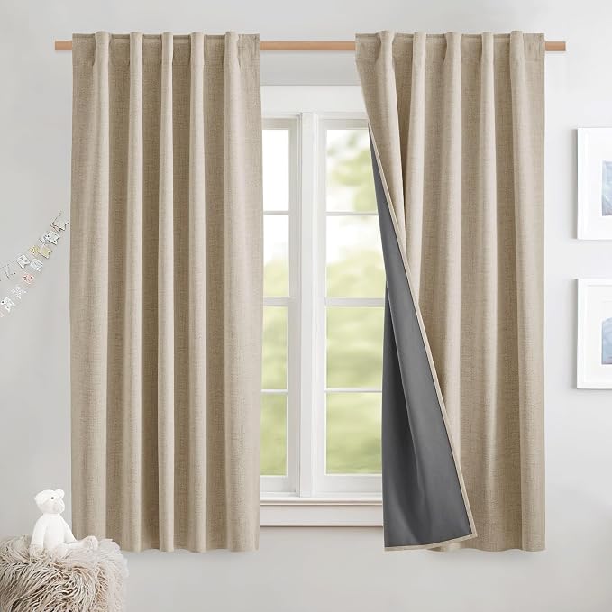 NICETOWN 100% Blackout Curtains 63 inch Length, Rod Pocket & Back Tab Thermal - Image 2