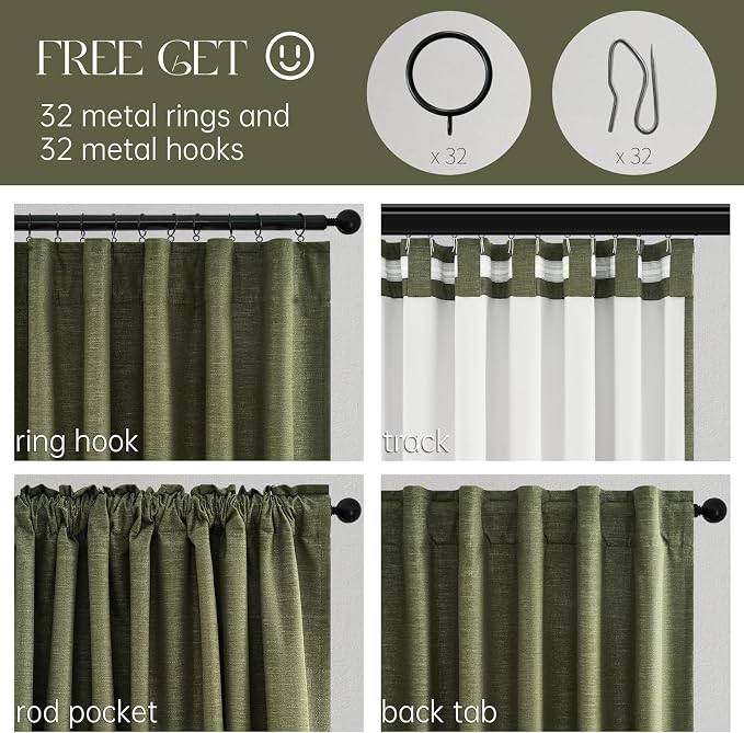 Topfinel Kitchen Curtains 54 Inch Length Linen Blackout Curtains - Image 3