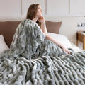 Ultra Soft Cozy Faux Fur Throw Blanket, Fuzzy Plush Thick Bubble Blanket by blunique