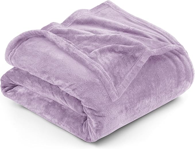 Utopia Bedding Fleece Blanket Queen Size Lilac 300GSM Luxury Fuzzy Soft Anti-Static Microfiber Bed Blanket (90x90 Inch)