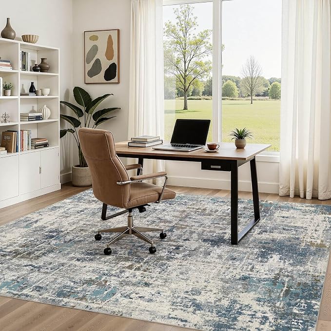 DMOYEST Area Rug Living Room Rugs 5x7 Washable Abstract Carpet | Neutral Modern - Image 3