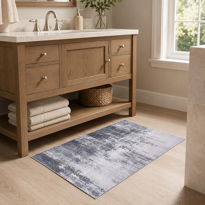 Entrance Rugs Indoor 2x3 Dark Grey Entry Rug Washable Abstract Small Area Rug - Image 4