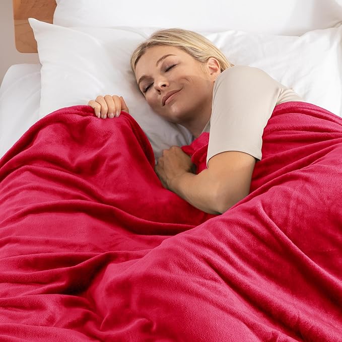 Exclusivo Mezcla Fleece Blanket Twin Size for Bed, Super Soft and Warm, All Season Use, Cozy, Plush, Lightweight, 60x80 Inches Red