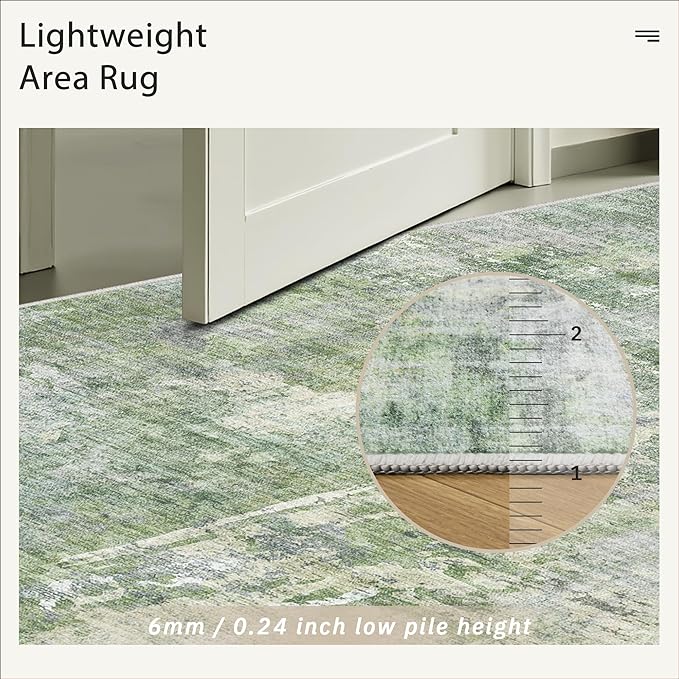 Soalmost Abstract 6x6 Round Rug 6ft Circle Living Room Rugs, Low Pile Stain - Image 7