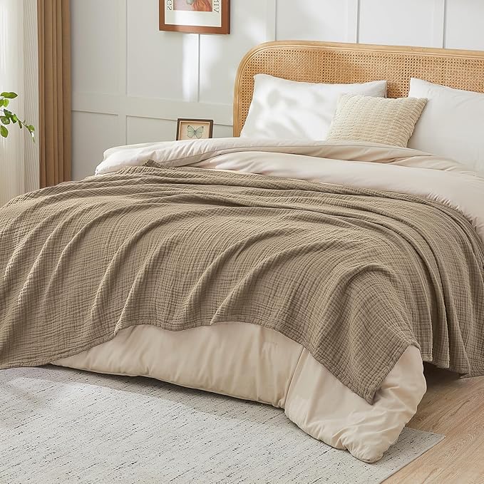EMME Muslin Blankets for Adults Throw Blanket for Couch Breathable Gauze Soft - Image 6