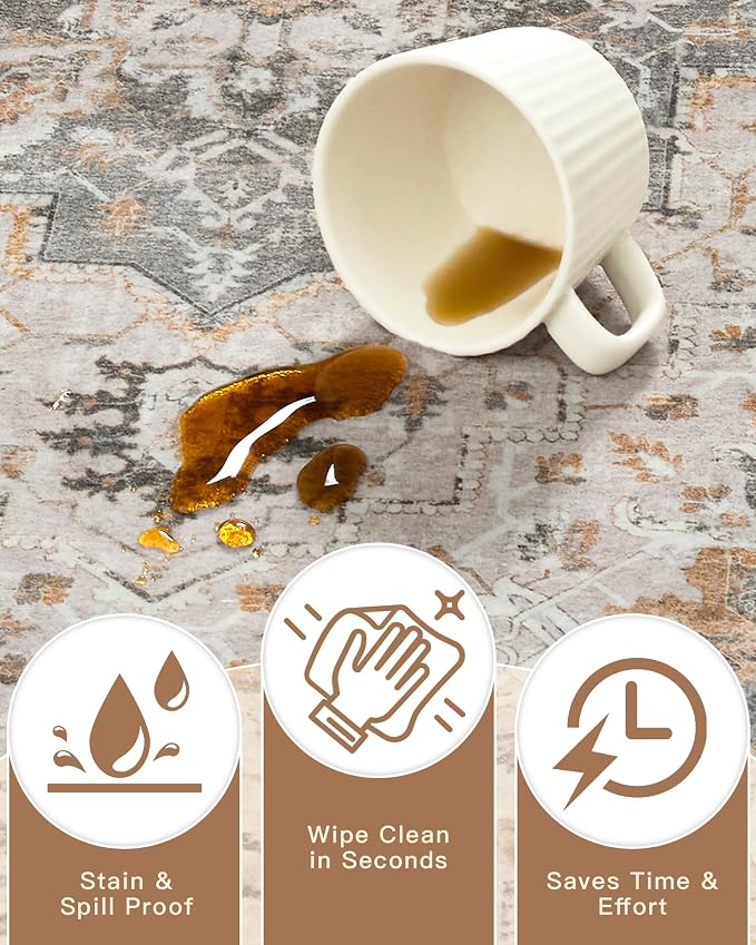 Madane Hallway Runner Rug 2x5 Washable Entry Rugs Soft, Light Taupe Brown | - Image 7