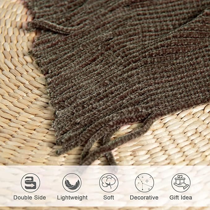 lifein Throw Blanket for Couch, Soft Boho Decor Bed Throw, Cozy Brown Knitted - Image 6