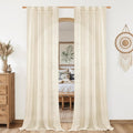 Beige Linen Semi Sheer Curtains by LAMIT