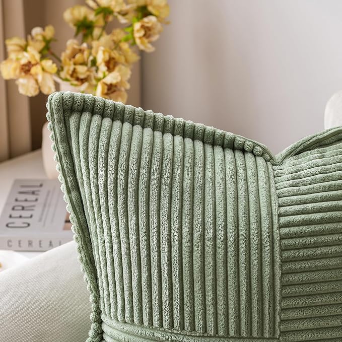MIULEE Decorative Euro Sham Throw Pillow Covers 24x24 Light Olive Green | 2 Pack - Image 5