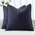 MIULEE Decorative Linen Pillow Covers 18x18 Inch Navy | Boho Farmhouse​ by MIULEE