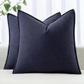 MIULEE Decorative Linen Euro Sham Pillow Covers 24x24 Navy | Boho Farmhouse​ by MIULEE