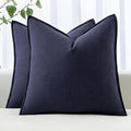 MIULEE Decorative Linen Euro Sham Pillow Covers 22x22 Inch Navy | Boho by MIULEE