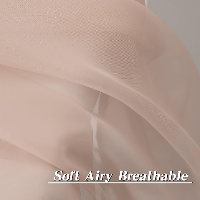 HUTO Blush Pink Sheer Curtains 45 inches Long for Bedroom Top Rod Pocket Sheer Window Panels Curtains for Nursery Living Room 52 by 45 Inch Length Set of 2