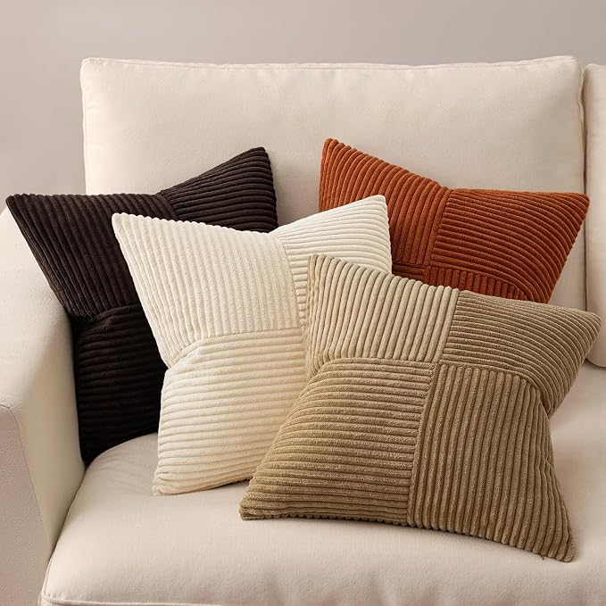 MIULEE Brown Beige Throw Pillow Covers 18x18 Inch Set of 4 Boho Farmhouse - Image 3