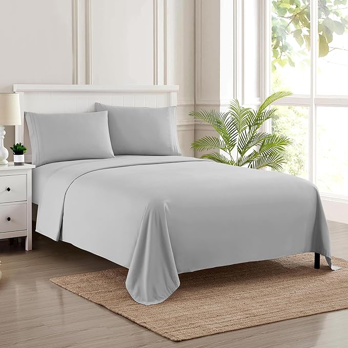 Full Size Sheet Sets - Breathable Luxury Sheets with Full Elastic & Secure Corner Straps Built In - 1800 Supreme Collection Extra Soft Deep Pocket Bedding, Sheet Set, EXTRA DEEP pocket - Full, Silver