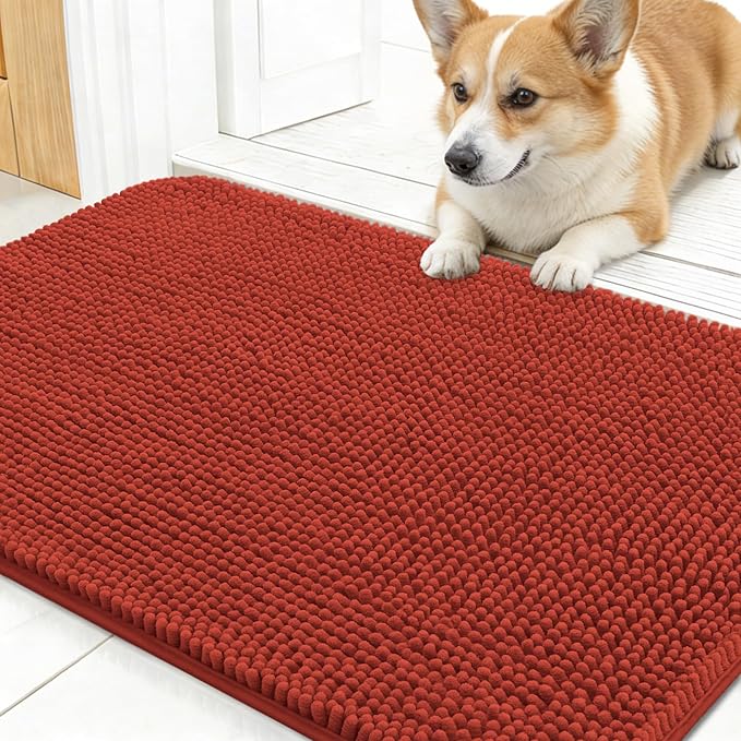 OLANLY Dog Door Mat for Muddy Paws 24x16, Super Absorbent Chenille Mud Mat | by OLANLY