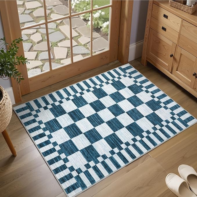 GarveeHome Checkered Washable 2x3 Rug Small Area Rugs Non-Slip by GarveeHome