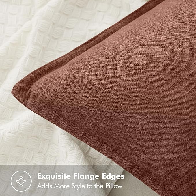 MIULEE Decorative Linen Pillow Covers 20x20 Inch Autumn Glaze | Boho Farmhouse​ - Image 2