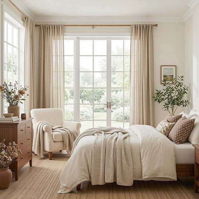 MYSKY HOME Taupe Curtains for Beroom Liivng Room 84 Inch Length 2 Panels Set - Image 2