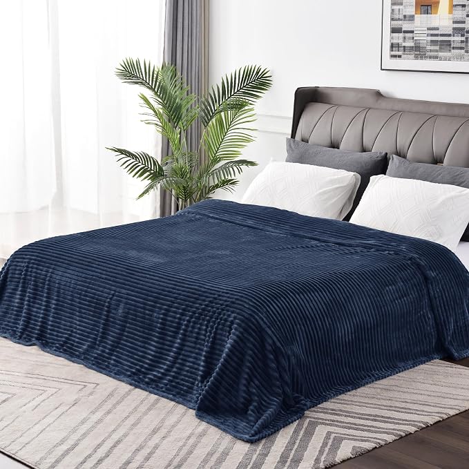 BEDELITE 3D Ribbed Jacquard Navy Blue Full Size Blankes - Image 3