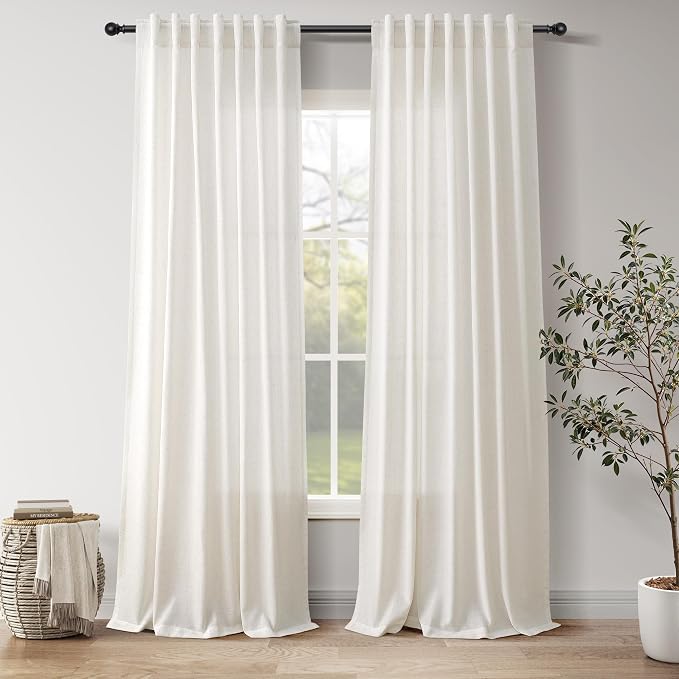 Natural Linen Curtains 96 Inches Long by Nanspring