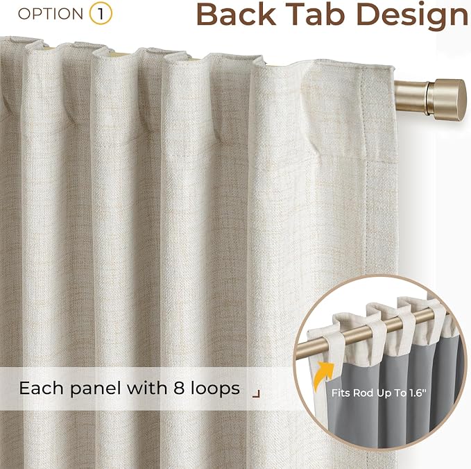 INOVADAY Extra Wide 100% Blackout Linen Curtains - Image 2