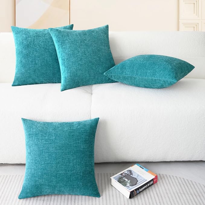 CaliTime Decorative Couch Throw Pillow Covers 18 X 18 Inches Lake Blue | Pack - Image 6