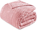 Exclusivo Mezcla Fleece Queen Size Blanket for Bed, 90x90 Inches Soft Cozy Jacquard Flannel Blankets, Lightweight Fuzzy Plush Warm for Winter, Pink