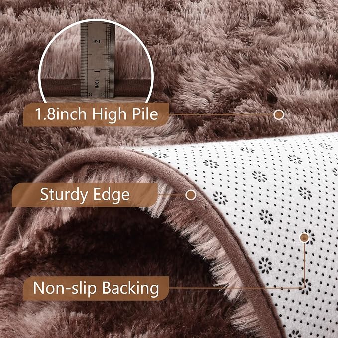5x7 Tie-Dyed Brown Fluffy Soft Area Rug Non-Slip - Image 6