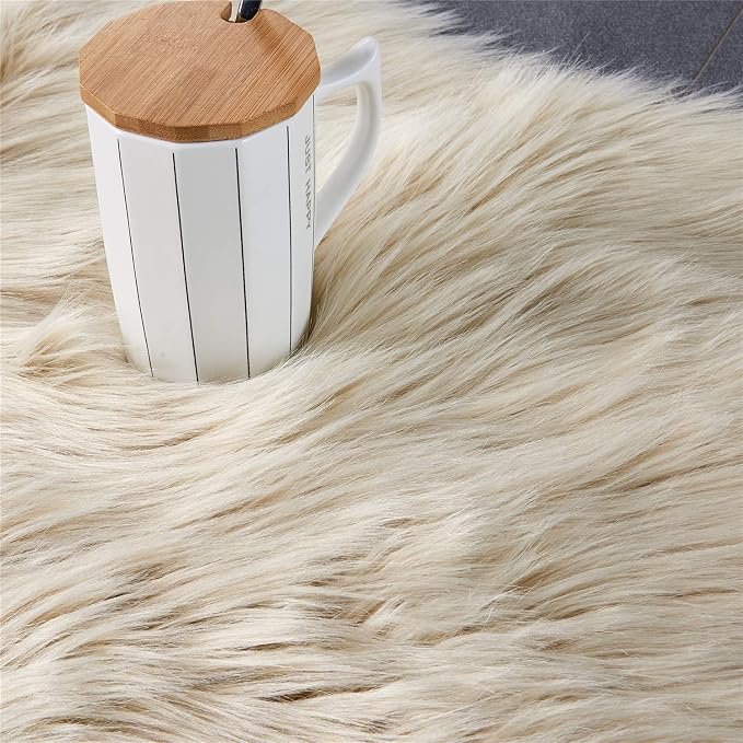 EasyJoy Ultra Soft Fluffy/Fuzzy Shaggy Area Rug Faux Fur Chair Cover Seat Pad - Image 4