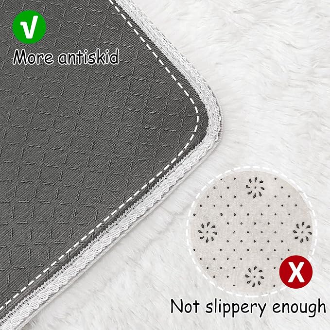 Runner Rug for Bedroom White 2x6ft Fluffy Area Rug Bedside Runner Rug for Kids - Image 3