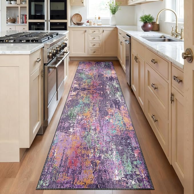 RELEANY Washable Runner 2'x6' Abstract Area Rug by RELEANY