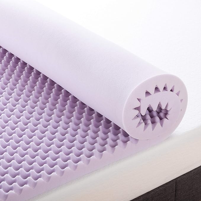 Best Price Mattress 2 Inch Egg Crate Memory Foam Mattress Topper with Soothing Lavender Infusion, CertiPUR-US Certified, Dorm Essentials, King