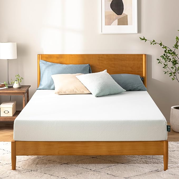 ZINUS 8 Inch Short Queen Green Tea Memory Foam Mattress [New Version], Fiberglass free, Medium Firm Feel, Zoned Pressure Relief, Certified Safe Foams & Fabric, Mattress in A Box