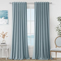 Blue 100% Blackout Linen Curtains 108 Inch Length 2 Panels Set by Guken