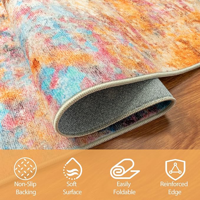 8x10 Area Rugs for Living Room Washable Bedroom Dining Room Colorful | Modern - Image 4