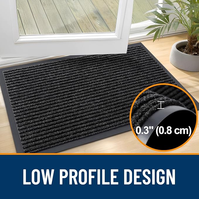 OLANLY 2-Pack Front Door Mats 35x23, Waterproof Heavy-Duty Doormats | Off-Black - Image 4