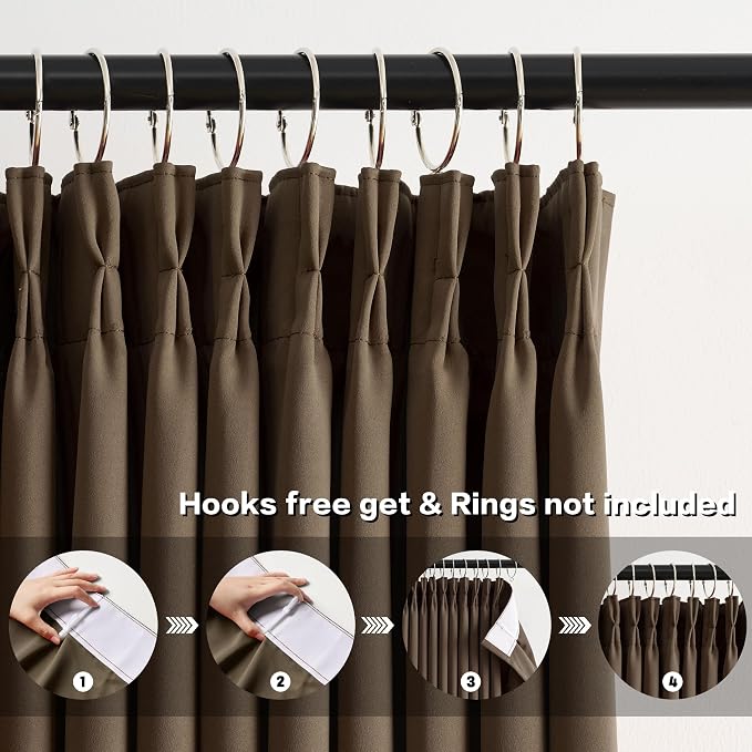 Brown Blackout Curtains 156 Inches Long 13 feet Tall, Extra Long Pinch Pleats - Image 2