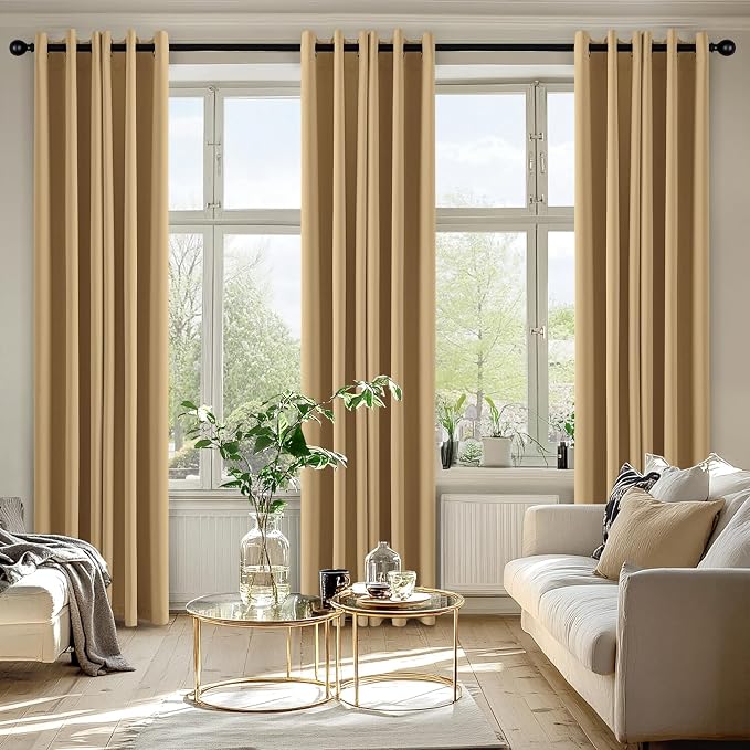 MIULEE Blackout Curtains for Bedroom 2 Panels 40 x 84 Inch Long Gold | Thermal - Image 6