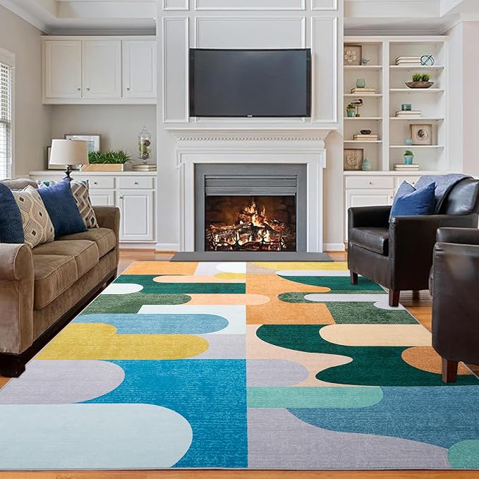 Living Room Rug 6x9 Light Green Area Rug Machine Washable Carpet Non Slip - Image 3