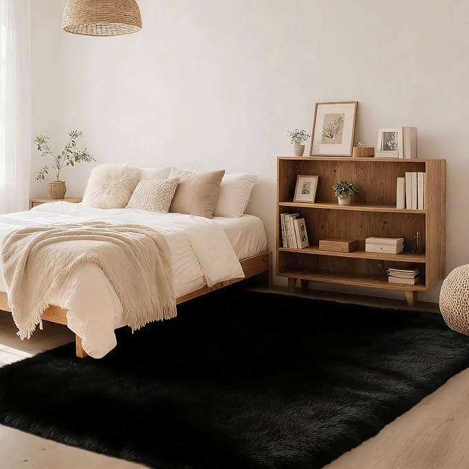 8x10 Area Rug Fluffy Shaggy Ultra Soft Faux Fur Non-Slip Machine Washable Carpet - Image 3