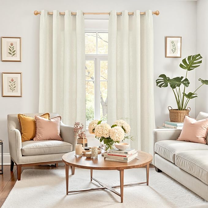 YoungsTex Extra Long Natural Linen Curtains 102 Inches Length - Image 2
