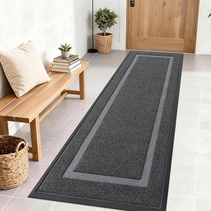 OLANLY Front Door Mat Outside 71x23, All-Season Heavy-Duty Rubber Doormat | Grey by OLANLY
