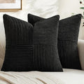 MIULEE Black Decorative Euro Sham Pillow Covers 24x24 Inch 2 Pack | Boho by MIULEE