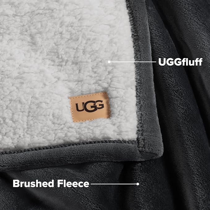 UGG Nita Twin Blanket, Reversible Plush Fleece, UGG Fluff Plush Face, Smooth - Image 6