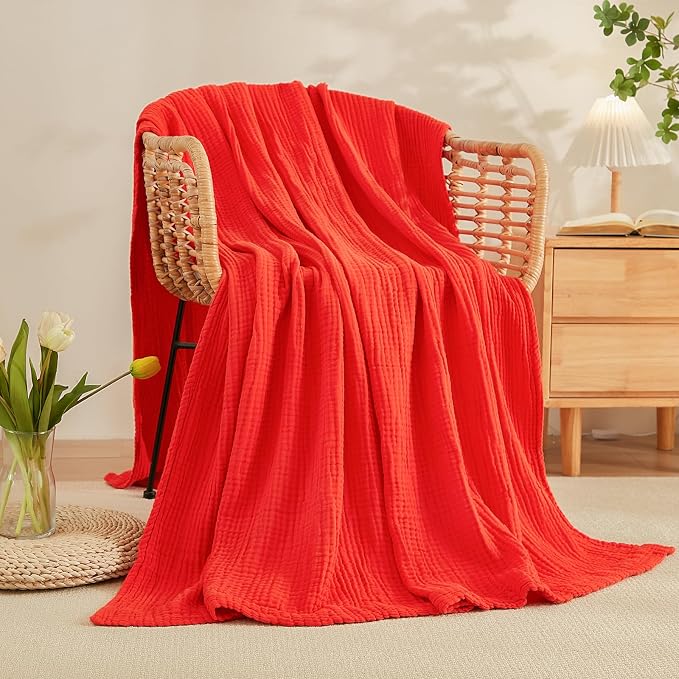 EMME Muslin Blankets for Adults Throw Blanket for Couch Breathable Gauze Soft - Image 2