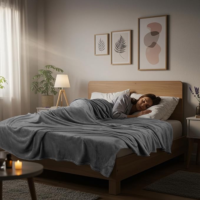 Utopia Bedding Ultra Soft Fleece Bed Blanket Twin Size Grey | Microfiber Plush - Image 6