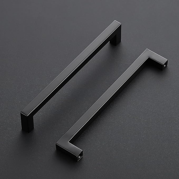 Ravinte 5 Pack Square Cabinet Pulls 7-1/2 Inch Black Kitchen Cabinet Handles Matte Black Kitchen Hardware for Drawer Pulls Drawer Handles Come with Screwdriver