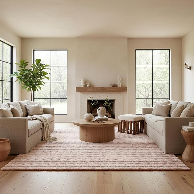 nuLOOM Jeni Blush Checkered Washable Area Rug by nuLOOM